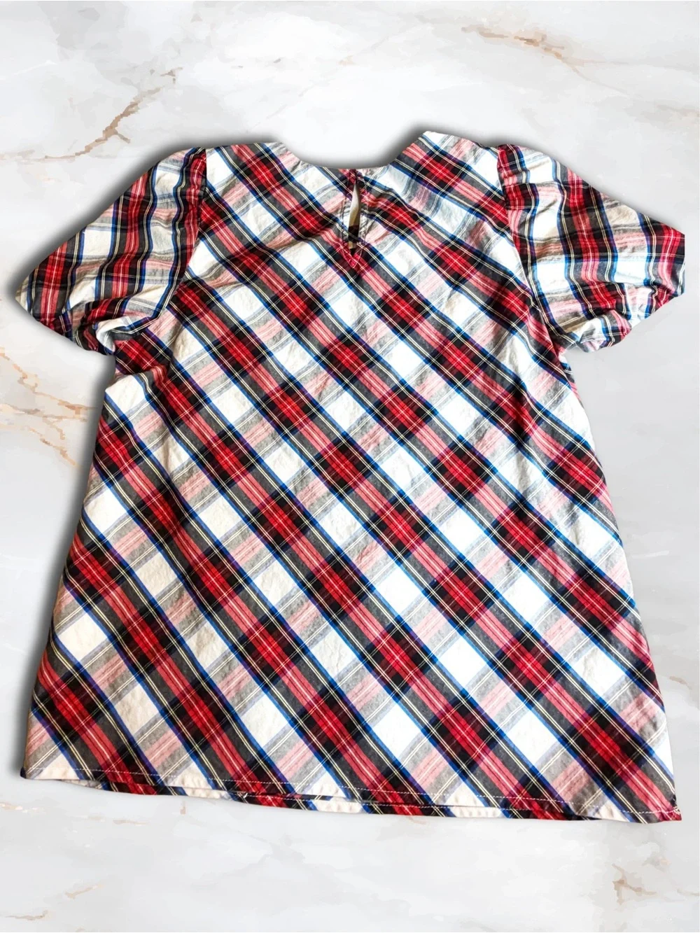 J.Crew Tartan Plaid Puff Sleeve Poplin Blouse XS